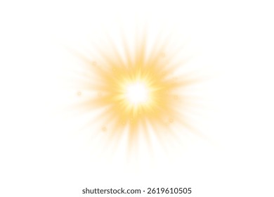 Sunlight Flare PNG Warm Golden Star Explosion Glow with Sparkling Particles for Fantasy and Energy Themes