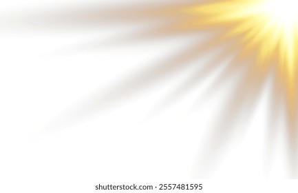 Sunlight with glare effect on transparent background. Superimposition of light, sun rays, transition, light, lens, glare in PNG format. PNG sunlight with light glare .