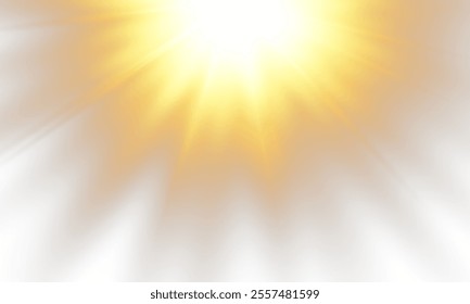 Sunlight with glare effect on transparent background. Superimposition of light, sun rays, transition, light, lens, glare in PNG format. PNG sunlight with light glare .