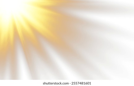 Sunlight with glare effect on transparent background. Superimposition of light, sun rays, transition, light, lens, glare in PNG format. PNG sunlight with light glare .