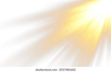 Sunlight with glare effect on transparent background. Superimposition of light, sun rays, transition, light, lens, glare in PNG format. PNG sunlight with light glare .