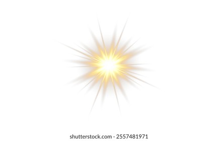 Sunlight with glare effect on transparent background. Superimposition of light, sun rays, transition, light, lens, glare in PNG format. PNG sunlight with light glare .
