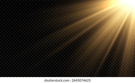 Luz solar com efeito de brilho sobre fundo transparente. Superimposição de luz, raios solares, transição, luz, lente, brilho no formato PNG. Luz solar PNG com brilho luminoso.