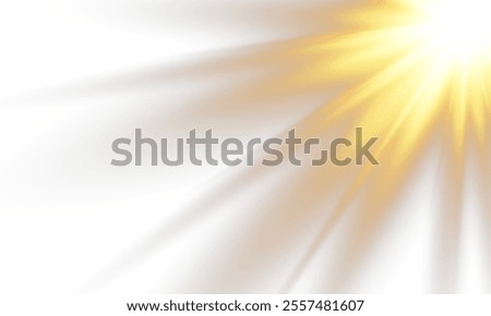 Sunlight with glare effect on transparent background. Superimposition of light, sun rays, transition, light, lens, glare in PNG format. PNG sunlight with light glare .