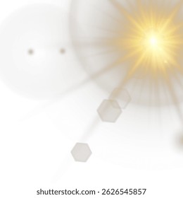 Sunlight glare overlays suit photo and UI edits. Golden light radiates gently in circular formation. Warm light transitions create atmosphere and depth. Soft sun beam effect perfect for nature scenes