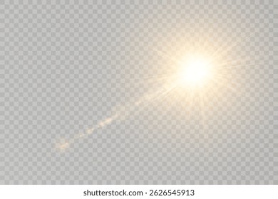 Sunlight glare overlays suit photo and UI edits. Golden light radiates gently in circular formation. Warm light transitions create atmosphere and depth. Soft sun beam effect perfect for nature scenes
