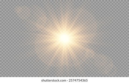 
Sunlight with Glare , sun rays , bright golden flash , Vector .