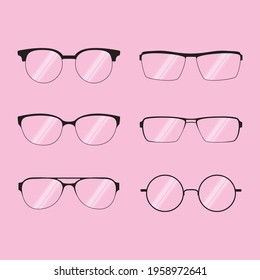Sunlight glasses. fashioned glasses black plastic frames retro models sun protection cool eye vision vector