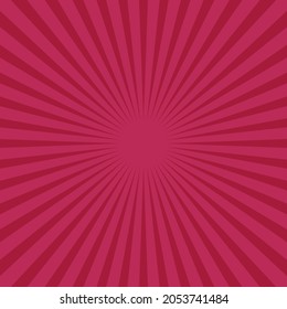 Sunlight Glow Background. Crimson Pink Color Burst Background. Vector Illustration. Sun Beam Ray Sunburst Wallpaper. Candy Bright Backdrop.  Starburst Wallpaper. Circus Poster Or Placard