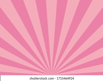 Sunlight Glow Horizontal Background. Pink And Peach Color Burst Background. Vector Illustration. Sun Beam Ray Sunburst Wallpaper. Candy Bright Backdrop.  Starburst Wallpaper. Circus Poster Or Placard