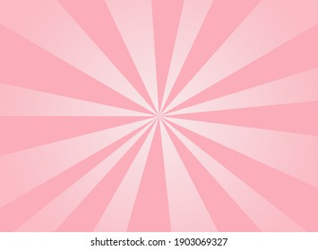 Sunlight Glow Horizontal Background. Pink Color Burst Background. Vector Illustration. Sun Beam Ray Sunburst Wallpaper. Candy Bright Backdrop.  Starburst Wallpaper. Circus Poster Or Placard