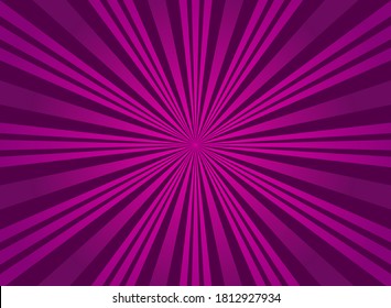 Sunlight glow horizontal background. purple color burst background. Vector illustration. Sun beam ray sunburst wallpaper. Candy bright backdrop.  starburst wallpaper. Circus poster or placard