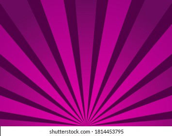 Sunlight glow horizontal background. purple color burst background. Vector illustration. Sun beam ray sunburst wallpaper. Candy bright backdrop.  starburst wallpaper. Circus poster or placard