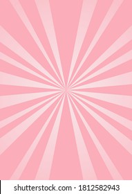 Sunlight Glow Vertical Background. Pink Color Burst Background. Vector Illustration. Sun Beam Ray Sunburst Wallpaper. Candy Bright Backdrop.  Starburst Wallpaper. Circus Poster Or Placard