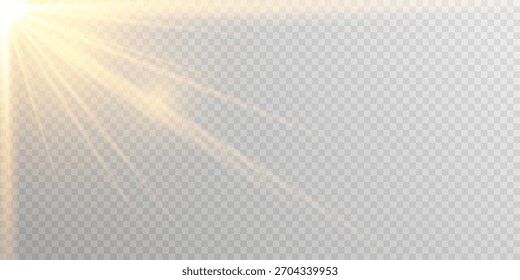 Luz del sol de oro destello rayos realistas Vector PNG.