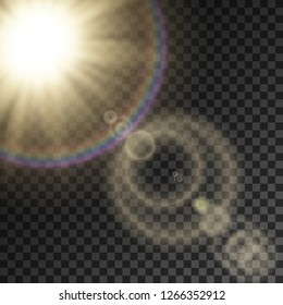 Sunlight, great design for any purposes. Transparent light  Isolated vector illustration. Realistic vector illustration. Sun burst, star burst sunshine. Vector light effect.