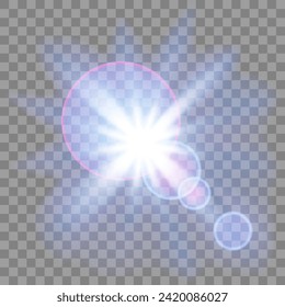 Sunlight with a halo effect in transparent colors on a checkerboard background. Can be easily applied to another background. Vector illustration