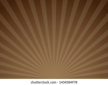 Sunlight horizontal background. Brown color burst background. Vector illustration. Sun beam ray sunburst pattern background. Retro bright backdrop.