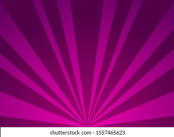 Sunlight horizontal background. Purple color burst background. Vector illustration. Sun beam ray sunburst wallpaper. Retro bright backdrop.  starburst wallpaper. Circus poster or placard