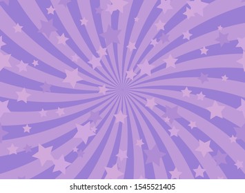 Sunlight horizontal background. purple and violet color burst background with shining stars. Vector illustration. Sun beam ray sunburst pattern backdrop. Magic, festival, circus holiday poster