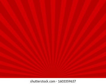 Sunlight horizontal background. red color burst background. Vector illustration. Sun beam ray sunburst wallpaper. Retro circus backdrop. Vintage poster or placard