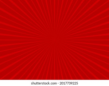 Fondo horizontal de la luz solar. fondo de ráfaga de color rojo. Ilustración vectorial. Papel de pared con un patrón de rayo solar. Fondo del circo retro. Afiche o cartel de época