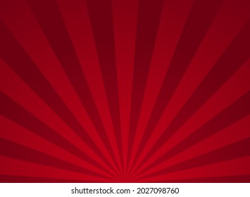 Sunlight horizontal background. red color burst background. Vector illustration. Sun beam ray sunburst pattern wallpaper. Retro circus backdrop. Vintage poster or placard