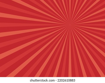 Fondo horizontal de la luz solar. fondo de ráfaga de color rojo. Ilustración vectorial. Papel de pared con rayos solares. Fondo del circo retro. Afiche o cartel de época