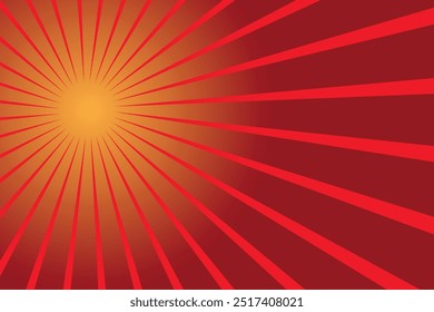 Fondo Horizontal de la luz del sol. fondo rojo de la explosión del color. Fondo de pantalla de rayos solares. Cartel o cartel de circo retro