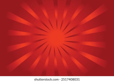 Sunlight horizontal background. red color burst background. Sun beam ray sunburst wallpaper. Retro circus poster or placard