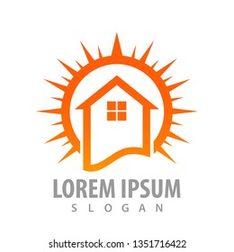 Sunlight house concept design. Symbol graphic template element 