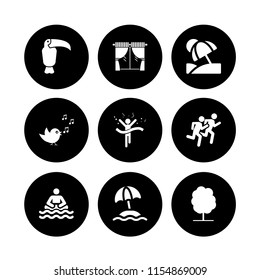 sunlight icon. 9 sunlight set with beach, sea, race and bird vector icons for web and mobile app