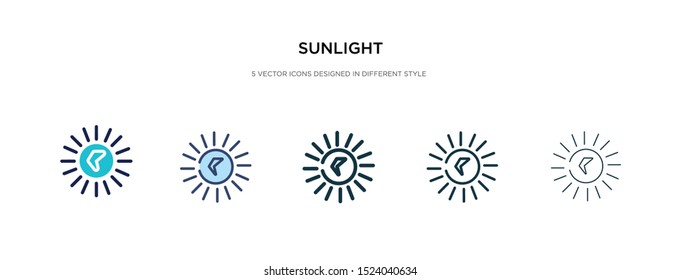 sunlight icon in different style vector illustration. two colored and black sunlight vector icons designed in filled, outline, line and stroke style can be used for web, mobile, ui