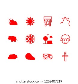 sunlight icon set about cross, cloud and sun, sheep and cloud vector set