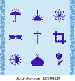 sunlight icon. sunlight vector icons set tulip, sunflower, crop and umbrella