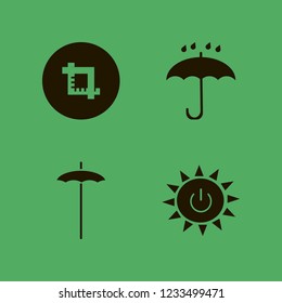 sunlight icon. sunlight vector icons set umbrella, solar power, beach umbrella and crop