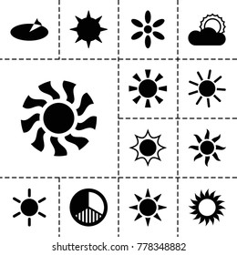 Sunlight icons. set of 13 editable filled sunlight icons such as sun, brightness