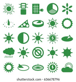 Sunlight icons set. set of 25 sunlight filled icons such as sun, no brightness, cargo only in box allowed, brightness, solar panel, sun battery, sundial