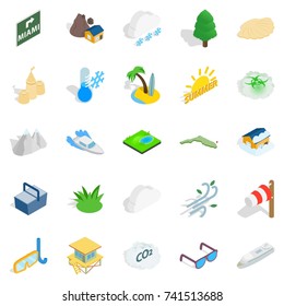 Sunlight icons set. Isometric set of 25 sunlight vector icons for web isolated on white background