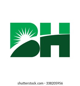 sunlight inside letter b logo vector. b and h logo template. 
