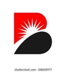 sunlight inside letter b logo vector. b logo template. 
