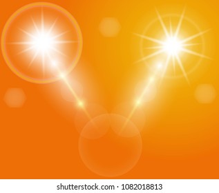 Sunlight is insulated on an orange background for background wallpaper design