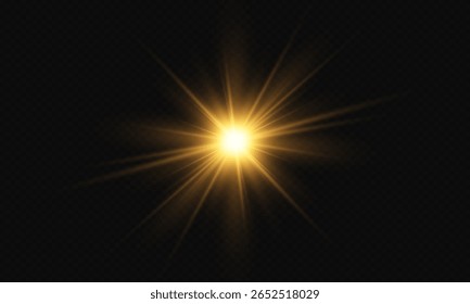 Sunlight with lens flare effect, light transitions, lens flares, flares and highlights. Vector graphics .