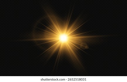 Sunlight with lens flare effect, light transitions, lens flares, flares and highlights. Vector graphics .
