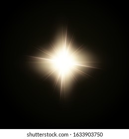 Sunlight or lens flare glowing light from a camera shooting burst of a star