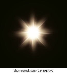 Sunlight or lens flare glowing light from a camera shooting burst of a star