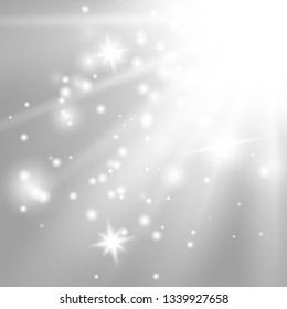Sunlight lens flare light effect. Sun rays with beams isolated on transparent background. Vector illustration EPS10.