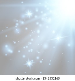 Sunlight lens flare light effect. Sun rays with beams isolated on transparent background. Vector illustration EPS10.