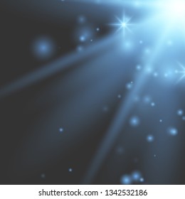 Sunlight lens flare light effect. Sun rays with beams isolated on transparent background. Vector illustration EPS10.