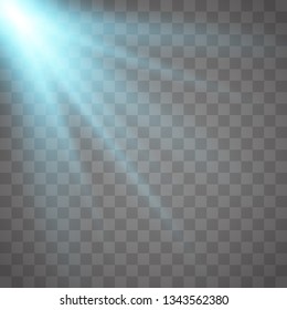Sunlight lens flare light effect. Sun rays with beams isolated on transparent background. Vector illustration EPS10.